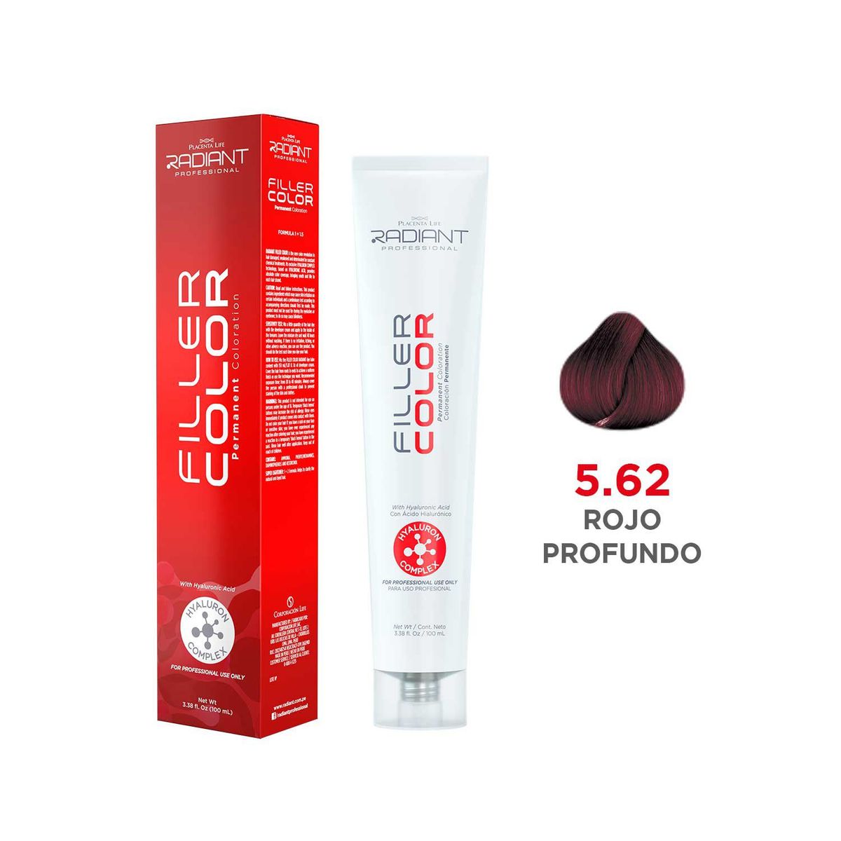RADIANT - Radiant Filler Color Tinte 5.62 Rojo Profunidadeso Tubo 100ml