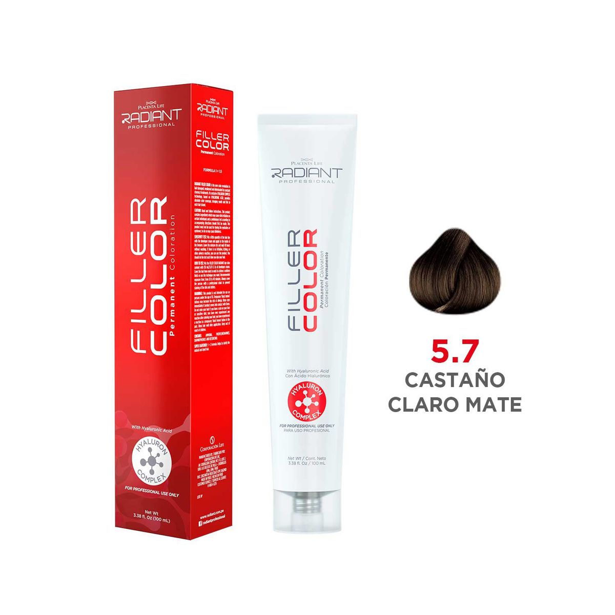 RADIANT - Radiant Filler Color Tinte 5.7 Castaño Claro Mate Tubo 100ml