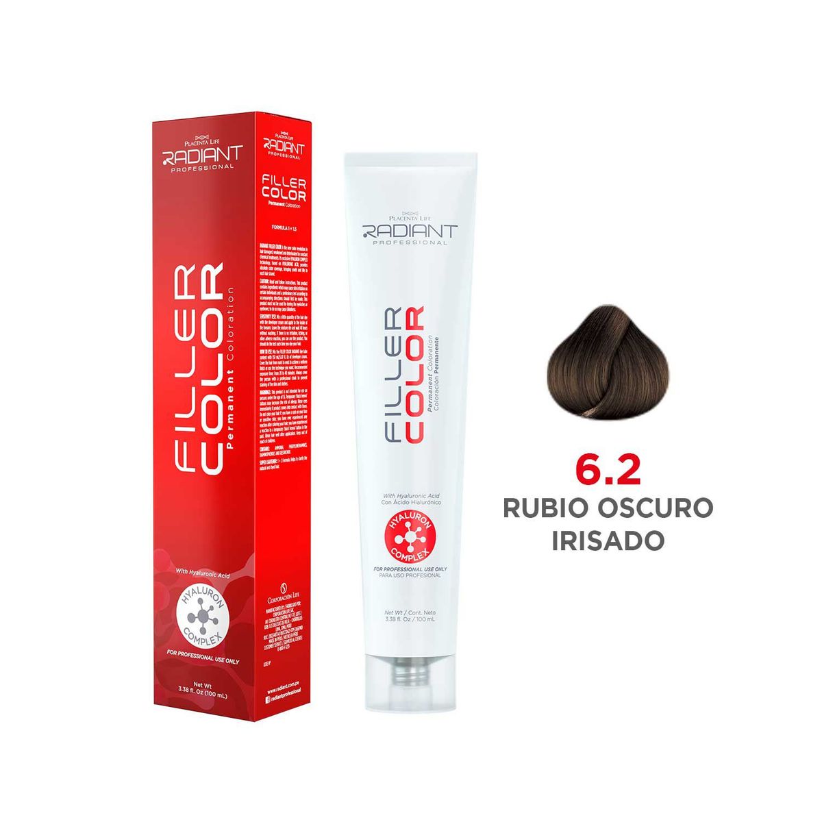 RADIANT - Radiant Filler Color Tinte 6.2 Rubio Oscuro Irisado Tubo 100ml