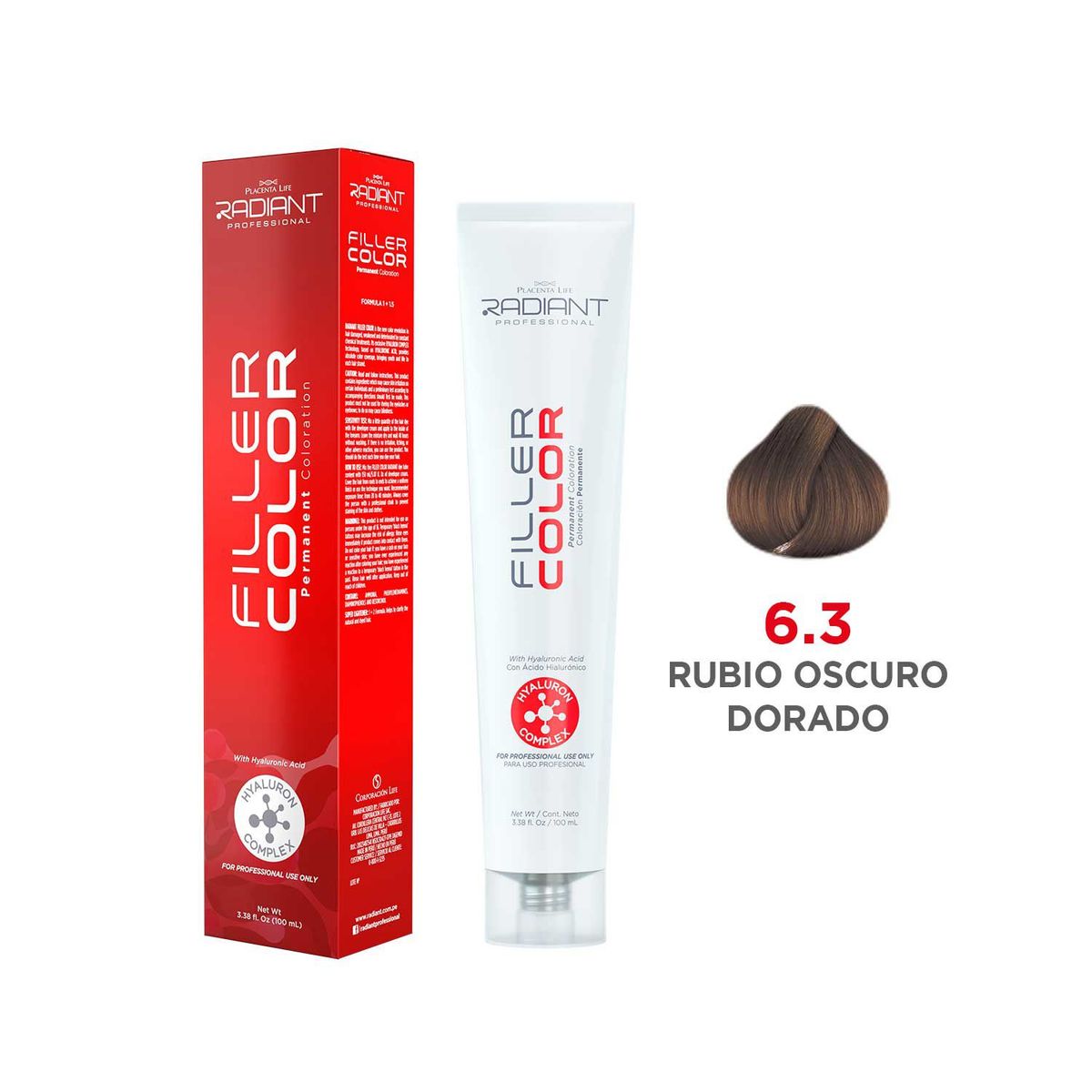 RADIANT - Radiant Filler Color Tinte 6.3 Rubio Oscuro Dorado Tubo 100ml