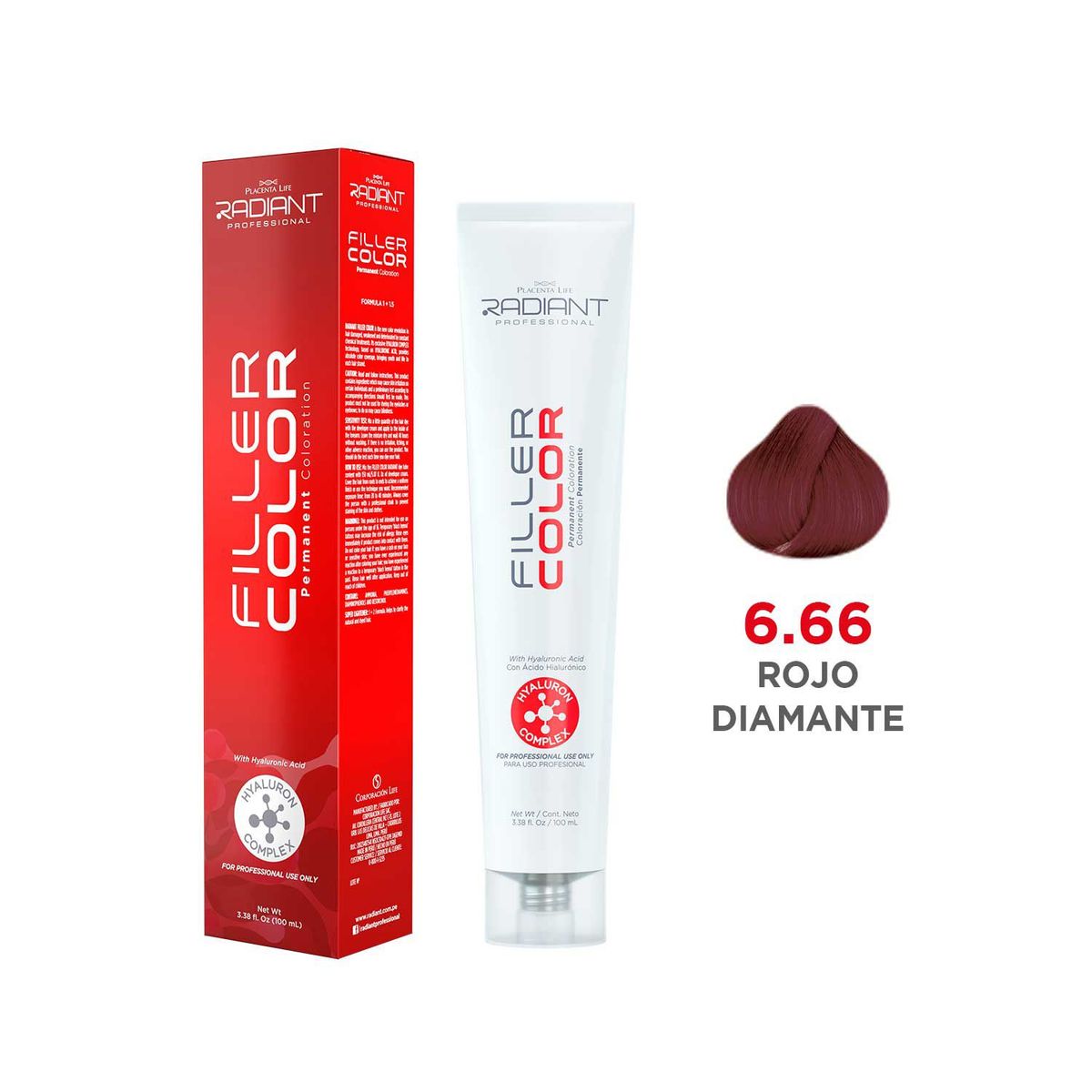 RADIANT - Radiant Filler Color Tinte 6.66 Rojo Diamante Tubo 100ml