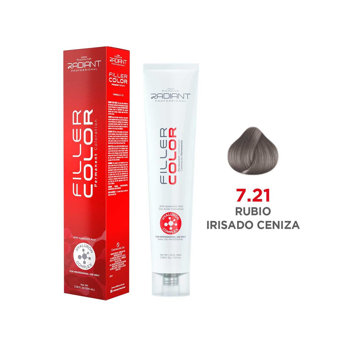 RADIANT - Radiant Filler Color Tinte 7.21 Rubio Irisado Ceniza Tubo 100ml
