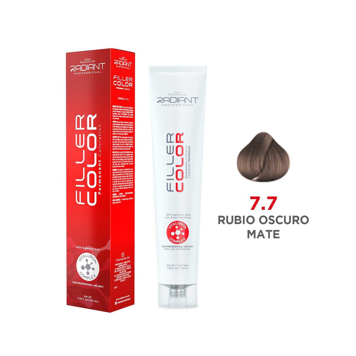 RADIANT - Radiant Filler Color Tinte 7.7 Rubio Oscuro Mate Tubo 100ml