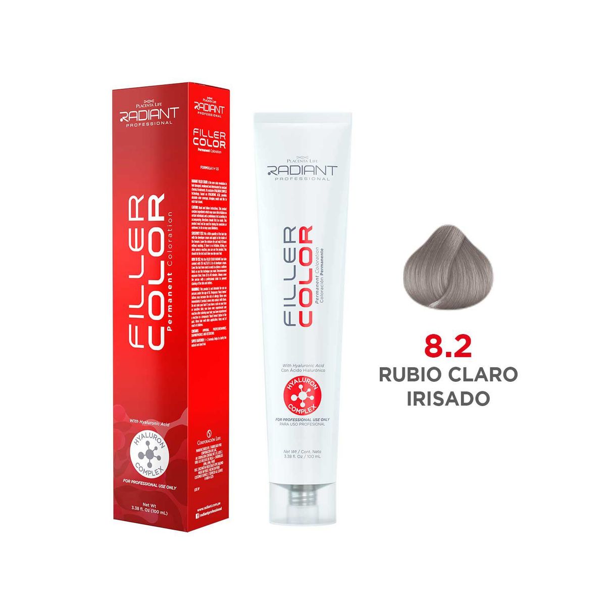 RADIANT - Radiant Filler Color Tinte 8.2 Rubio Claro Irisado Tubo 100ml