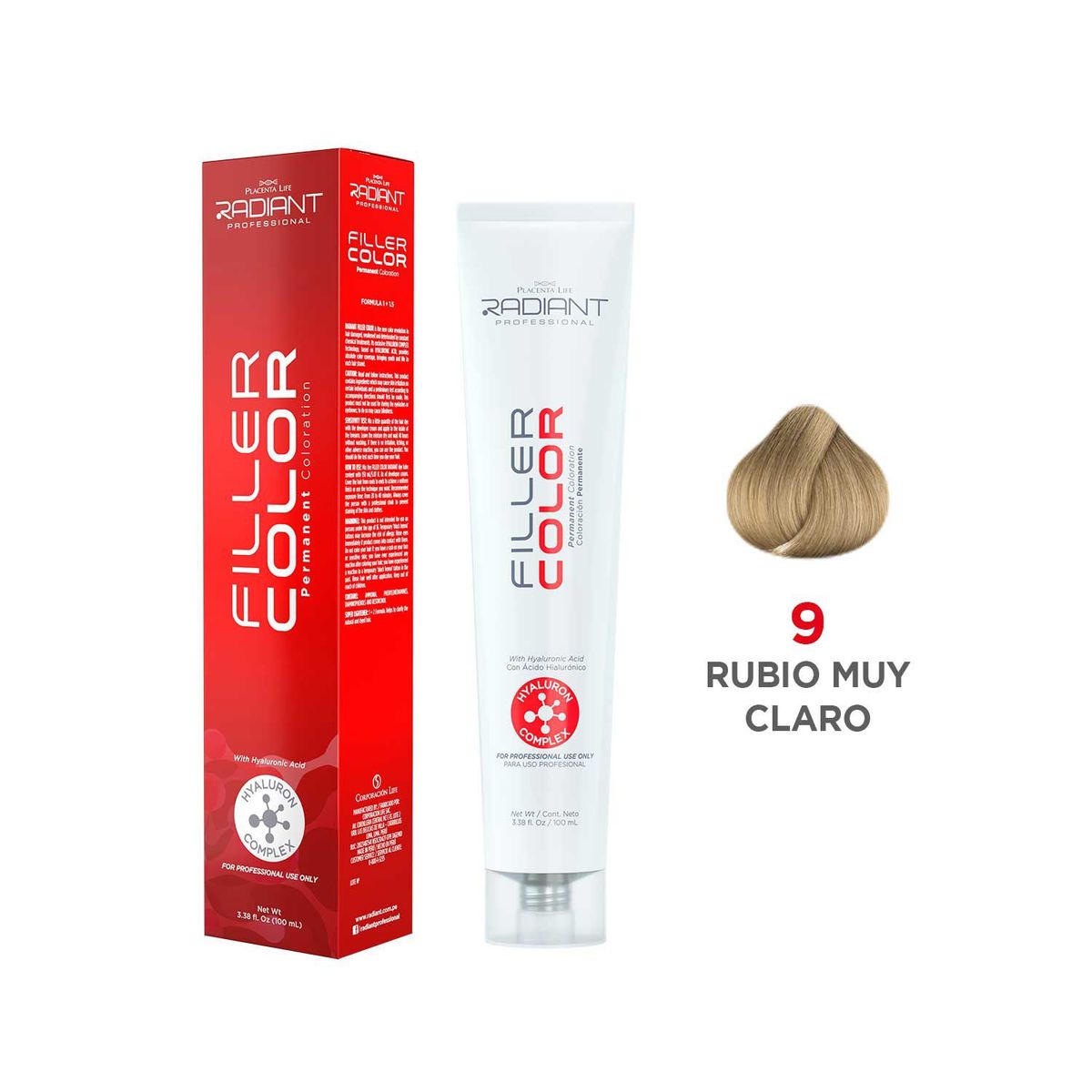 RADIANT - Radiant Filler Color Tinte 9 Rubio Muy Claro Tubo 100ml