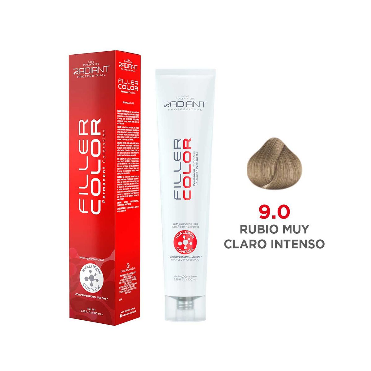 RADIANT - Radiant Filler Color Tinte 9.0 Rubio Muy Claro Intenso Tubo 100ml