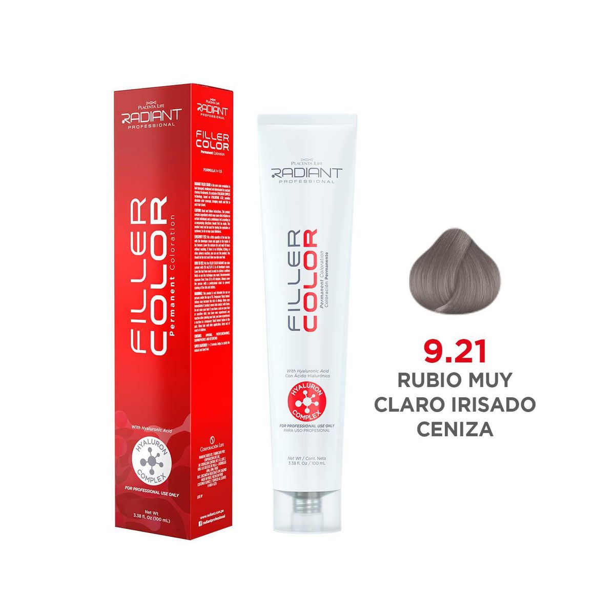 RADIANT - Radiant Filler Color Tinte 9.21 Rubio Muy Claro Irisado Ceniza Tubo 100ml
