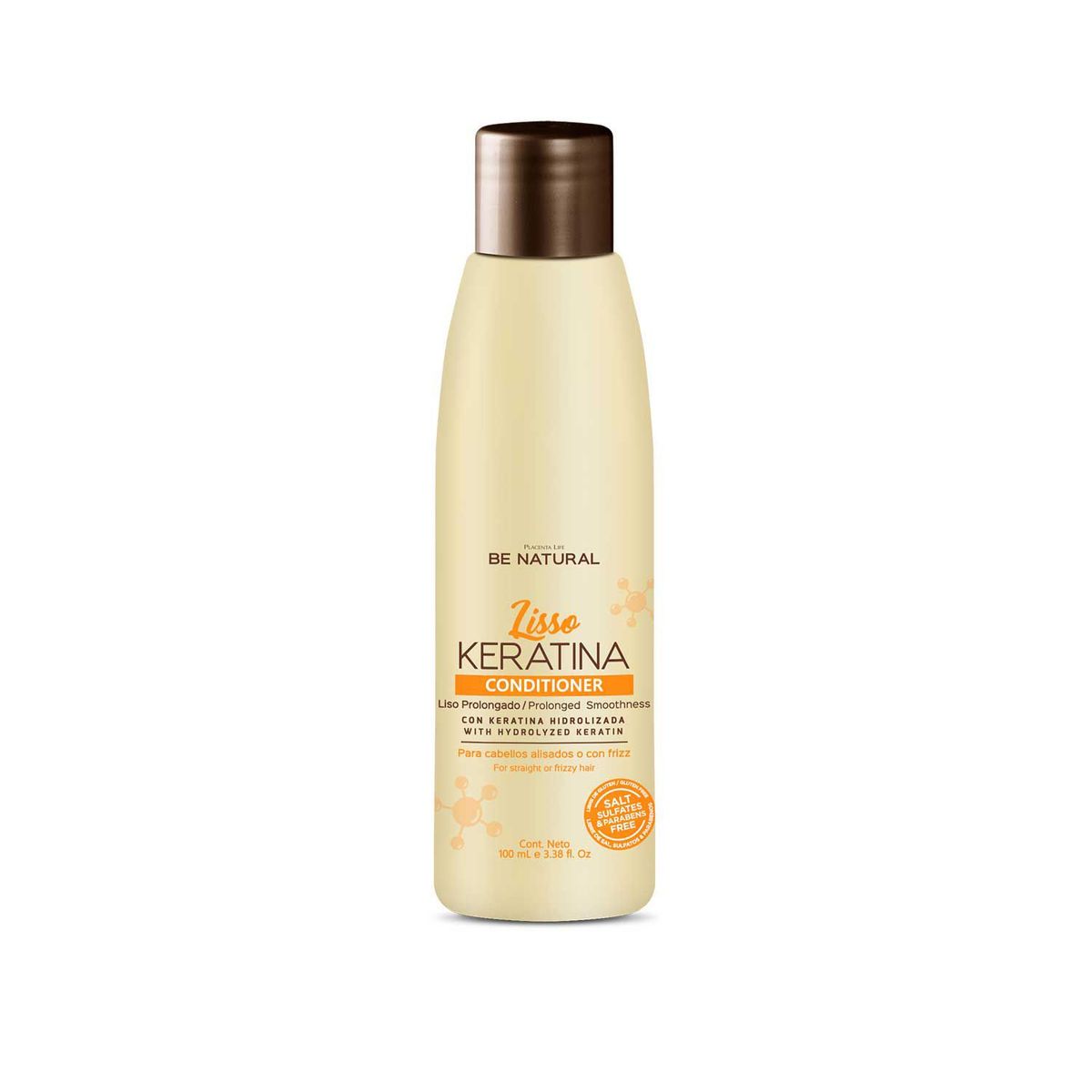 BE NATURAL - Acondicionador Para Cabello Lisso Keratina 100ml Be Natural