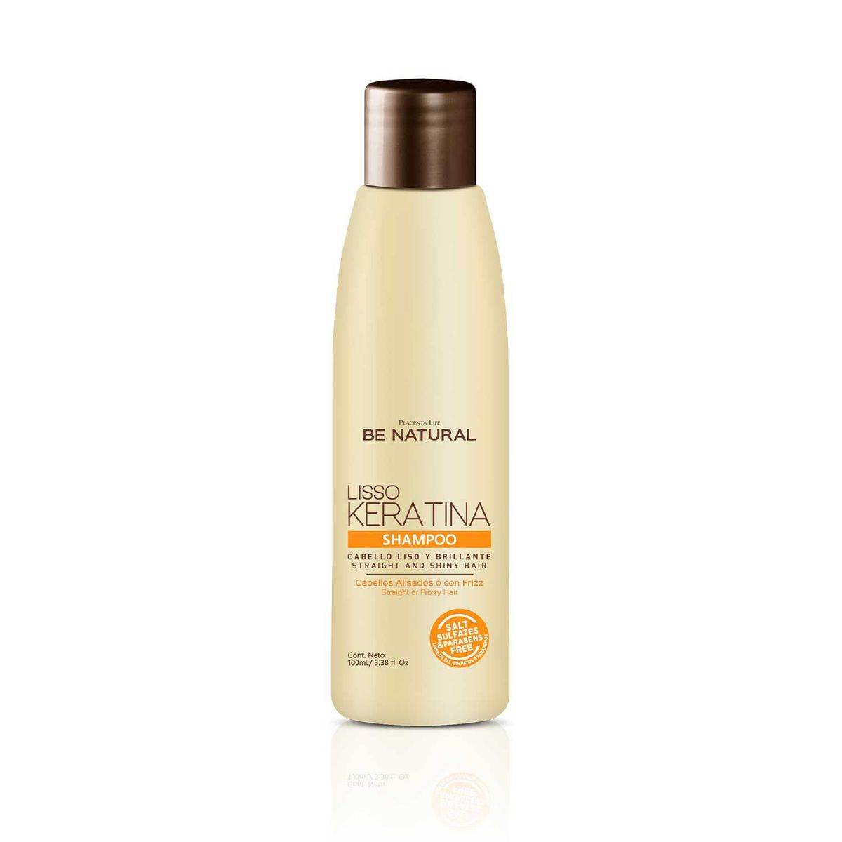 BE NATURAL - Shampoo Para Cabello Lisso Keratina 100ml Be Natural