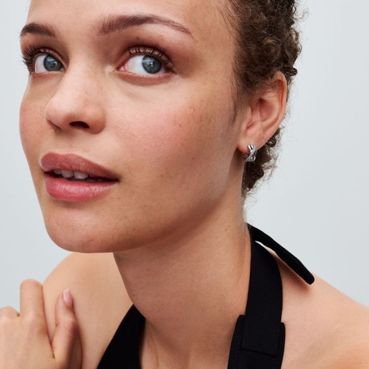 PANDORA - Aretes De Aro Pavé Cruzado Plata