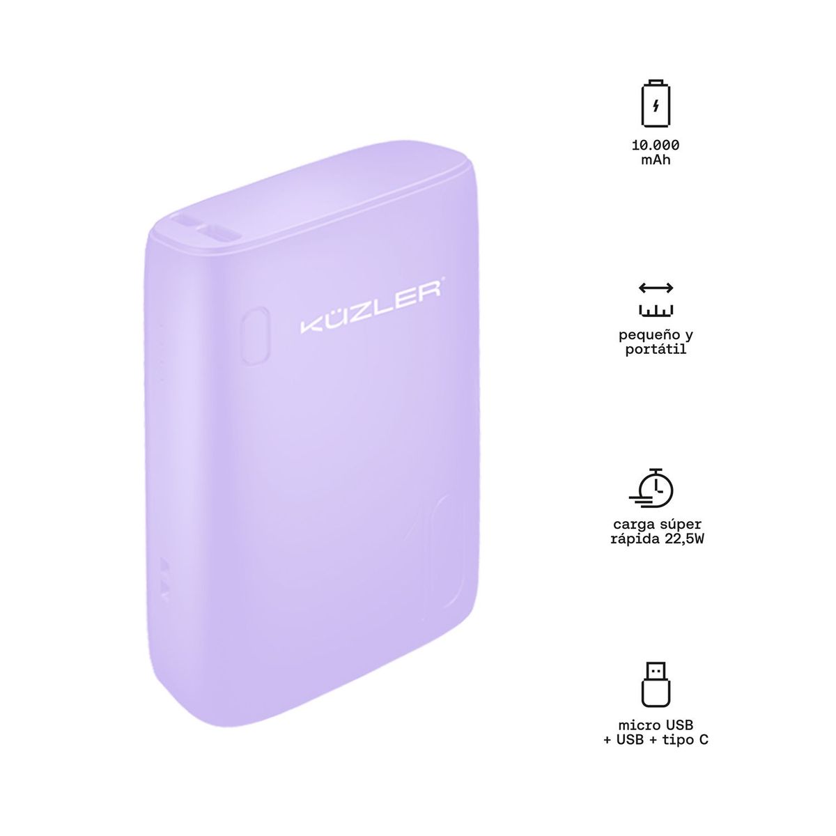 KUZLER - Mini Powerbank 10000 Ma 20W.