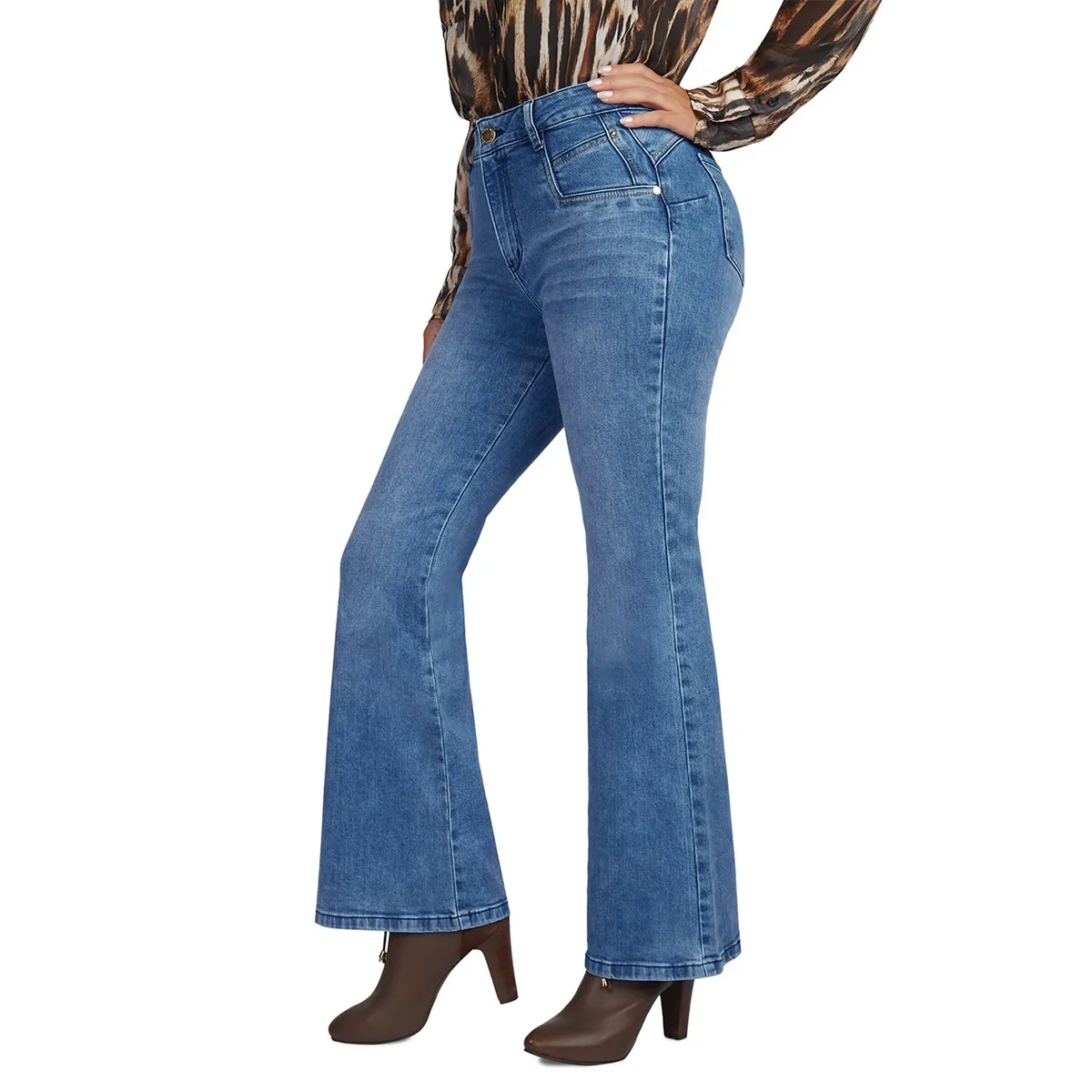 VRP BY VIVIANA RIVAS PLATA - Jean Flare Tiro Alto Mujer Vrp By Viviana Rivas Plata