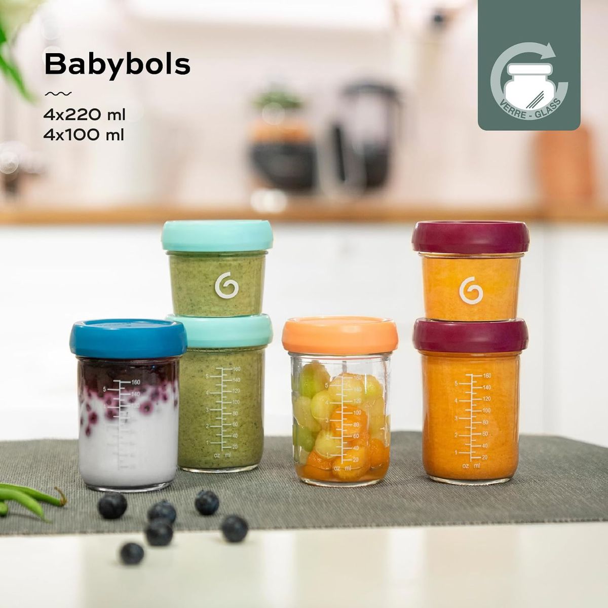 BABYMOOV - Set Cristal X8 Baby Bowls Libre de BPA Babymoov