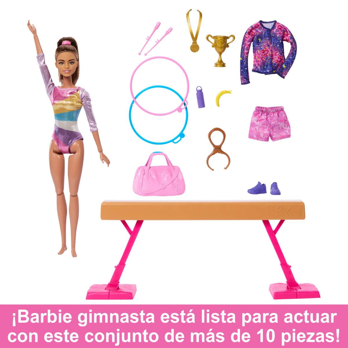 BARBIE - Muñeca Barbie Profesiones Set De Juego Gimnasta Cabello Castaño