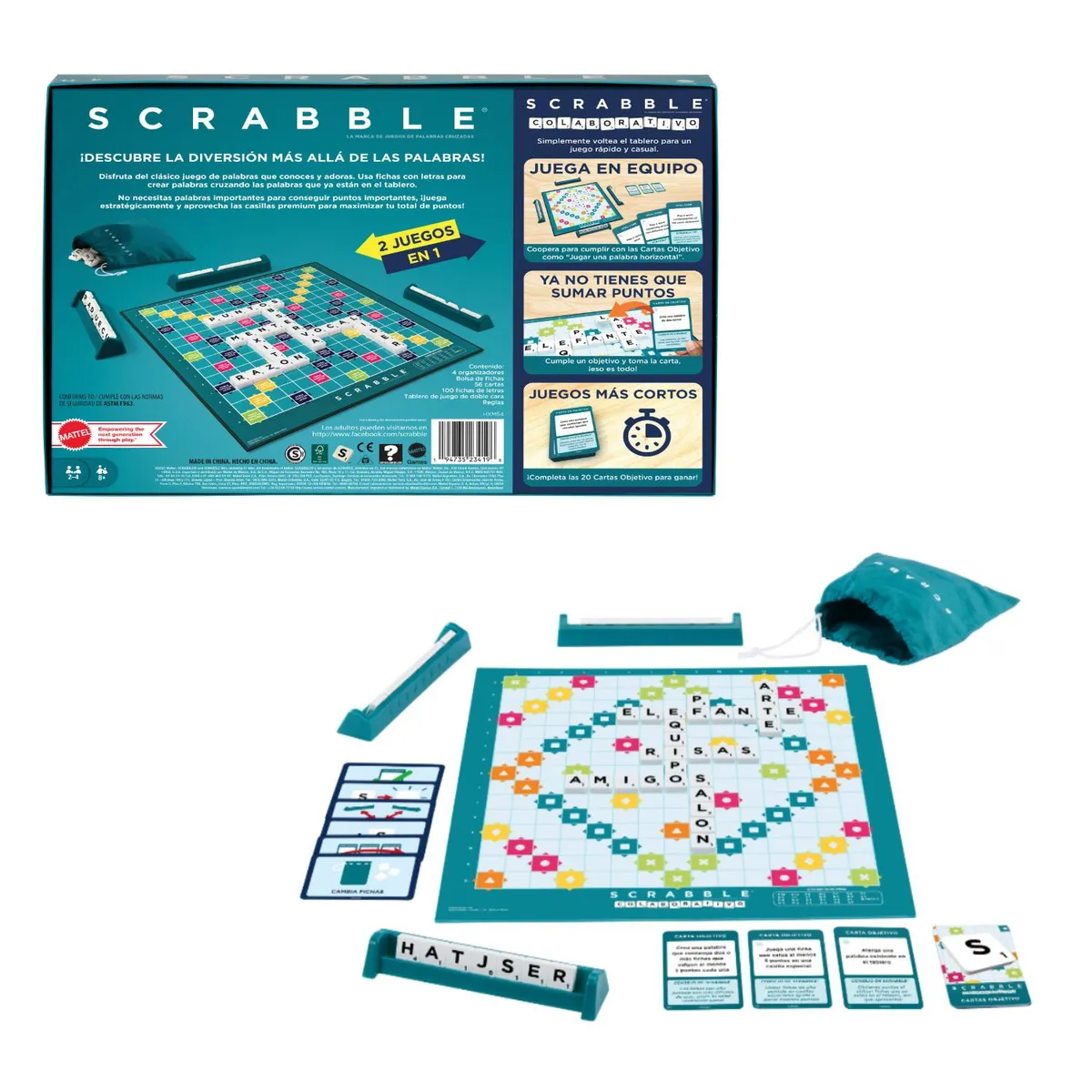 HASBRO - Juego De Mesa Scrabble 2 En 1 Colaborativo Hasbro