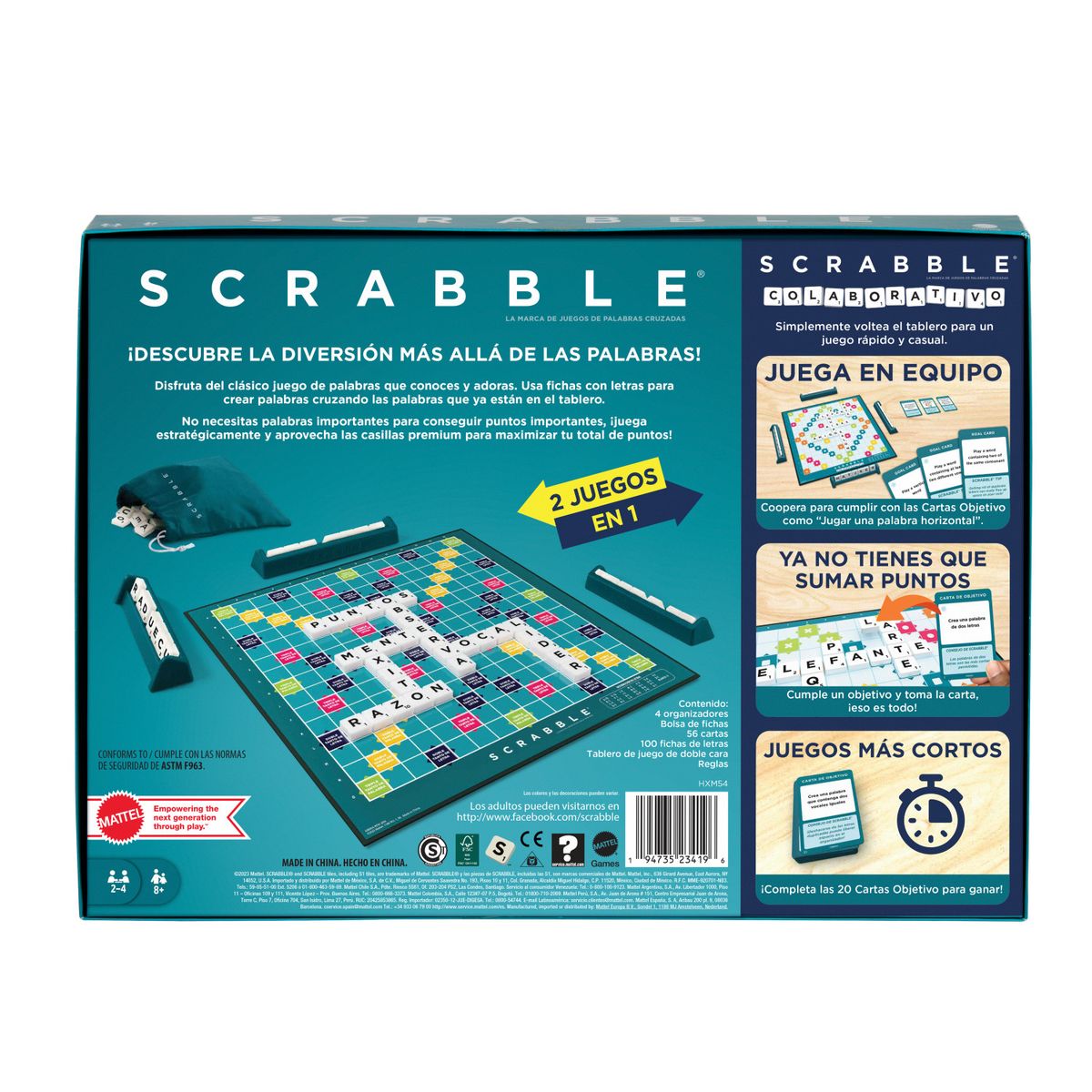 HASBRO - Juego De Mesa Scrabble 2 En 1 Colaborativo Hasbro