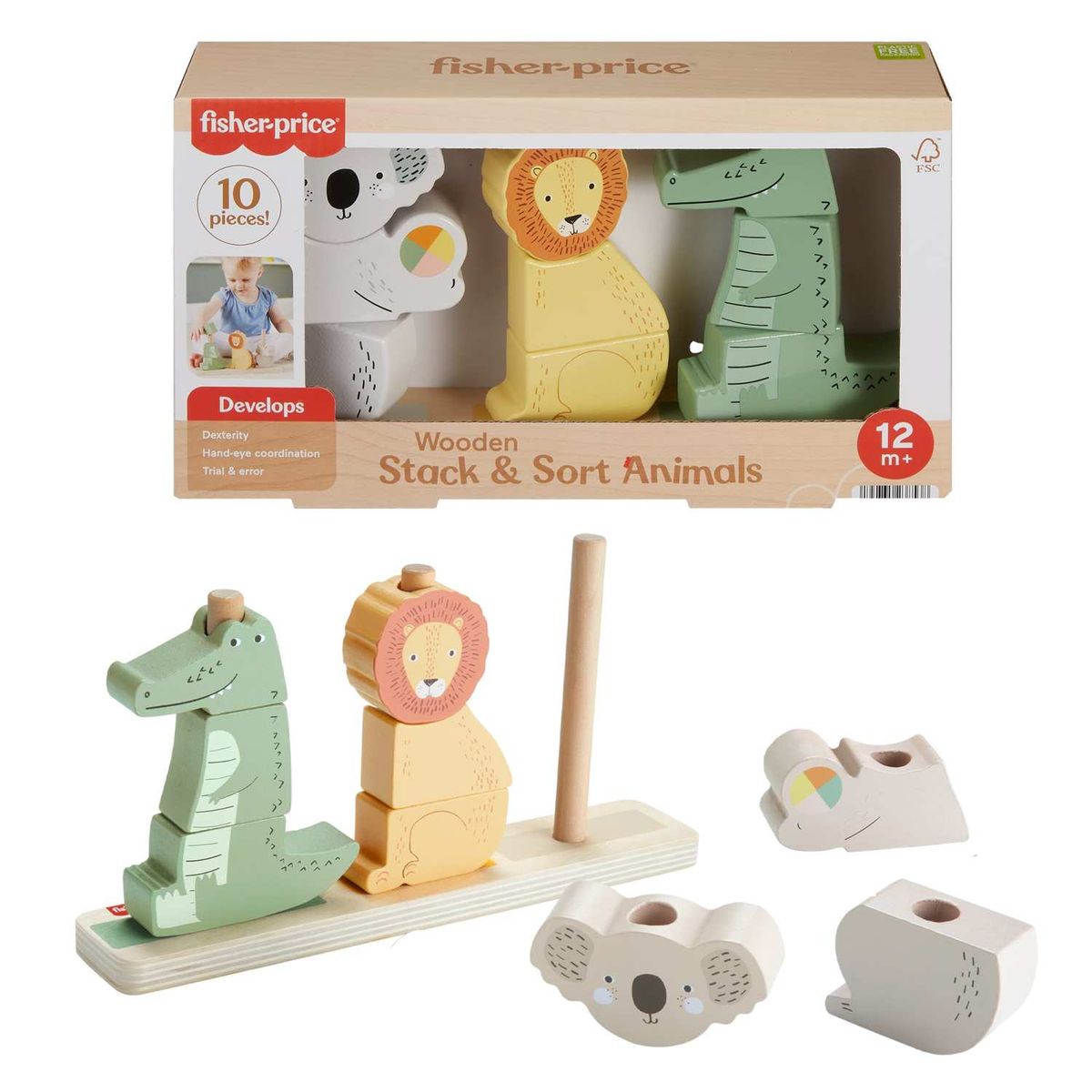 FISHER PRICE - Fisher-price Juguete Animalitos Apilables De Madera 