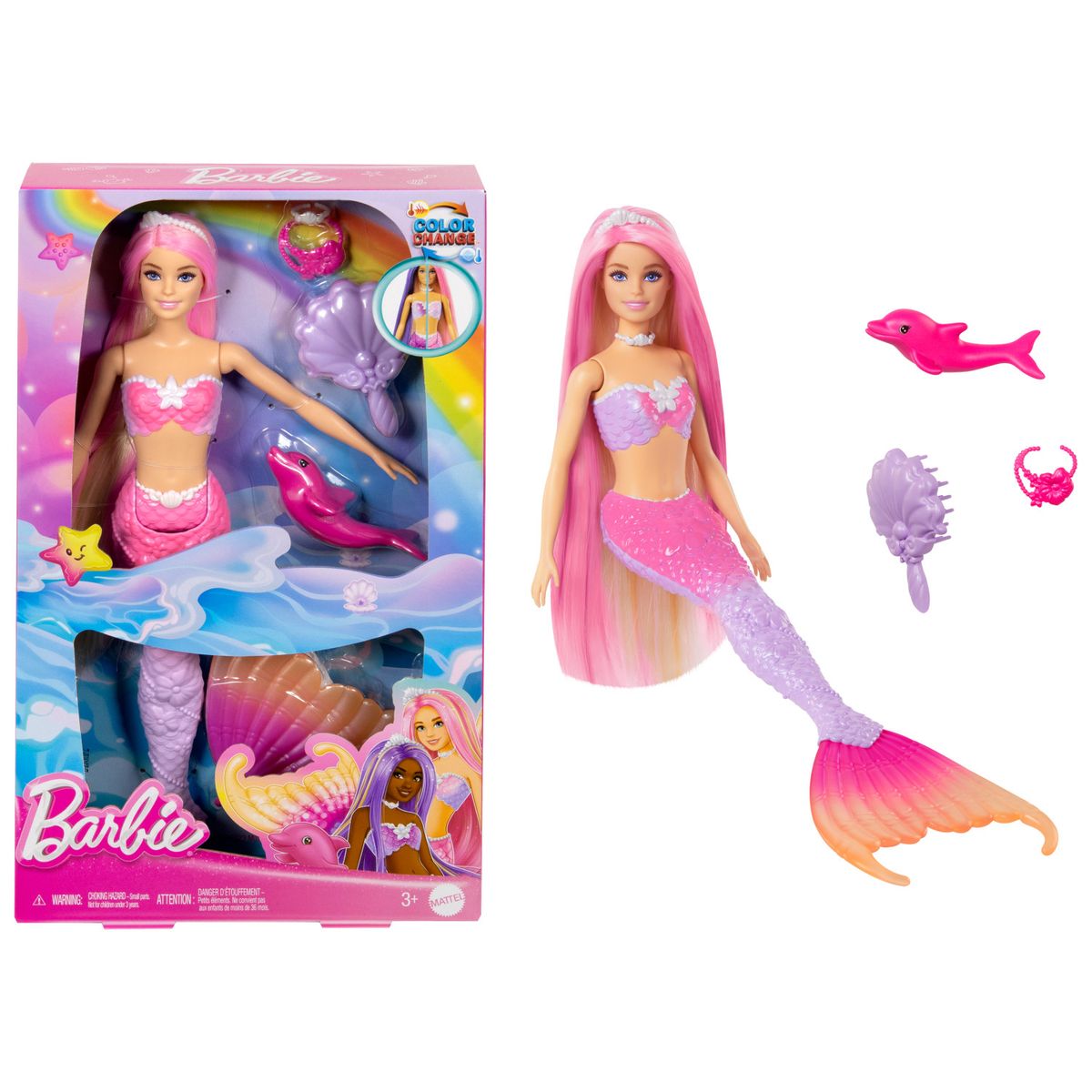 BARBIE - Barbie Fantasía Muñeca Sirenas Colores Mágicos