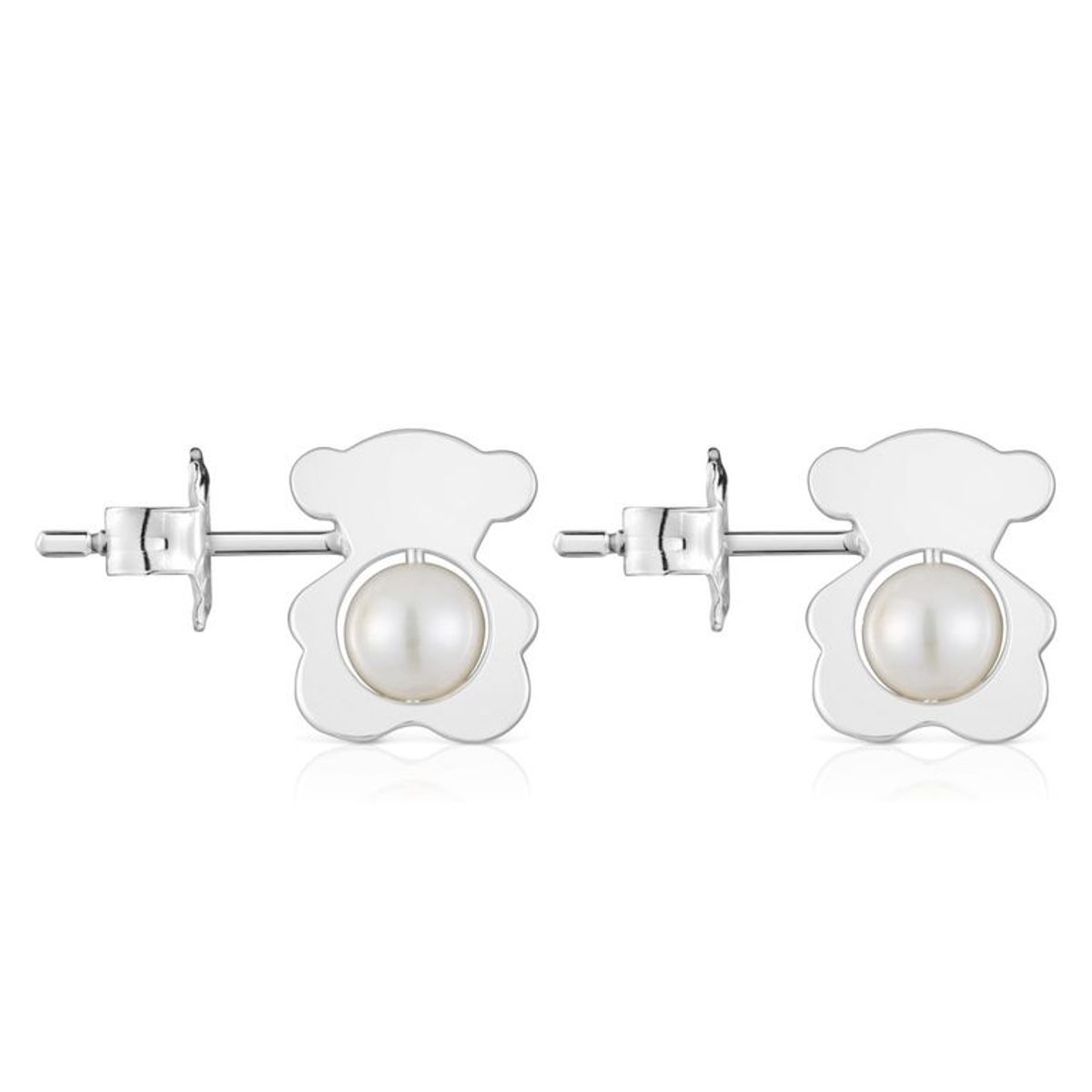 TOUS - Aretes pequeños oso de plata con perlas cultivadas 12 mm