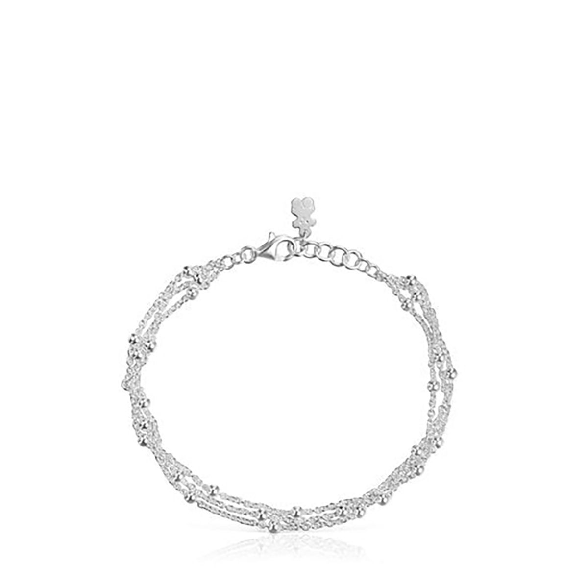 TOUS - Pulsera Plata 3 Tiras Cadena Bolas