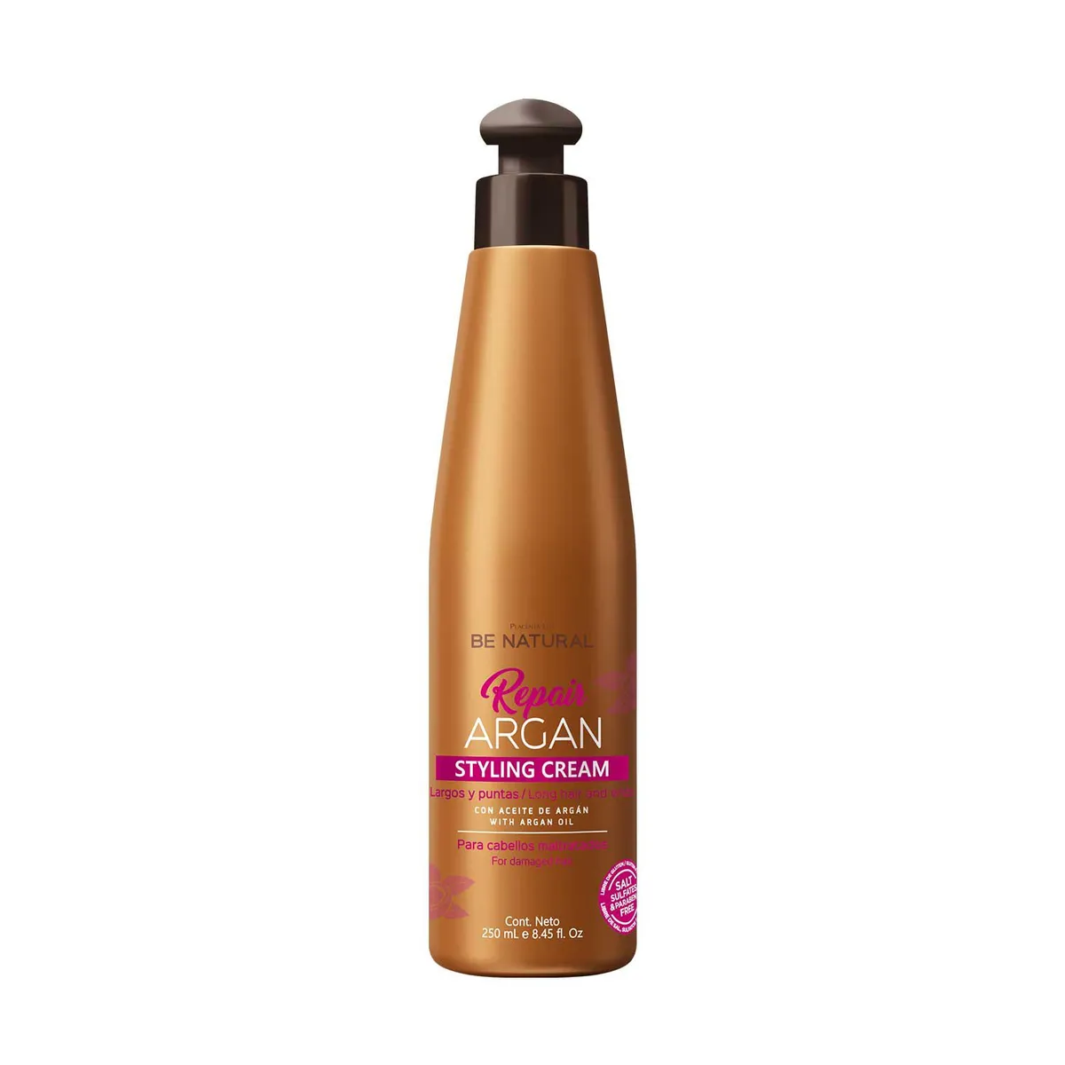 BE NATURAL - Crema de Peinar Para Cabello Dañado Repair Argan 250ml Be Natural