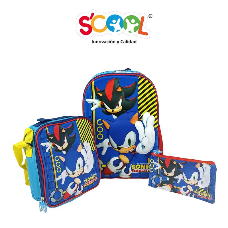 SCOOL - Set Mochila 3d  2 Bolsillos Ranger Sonic Scool
