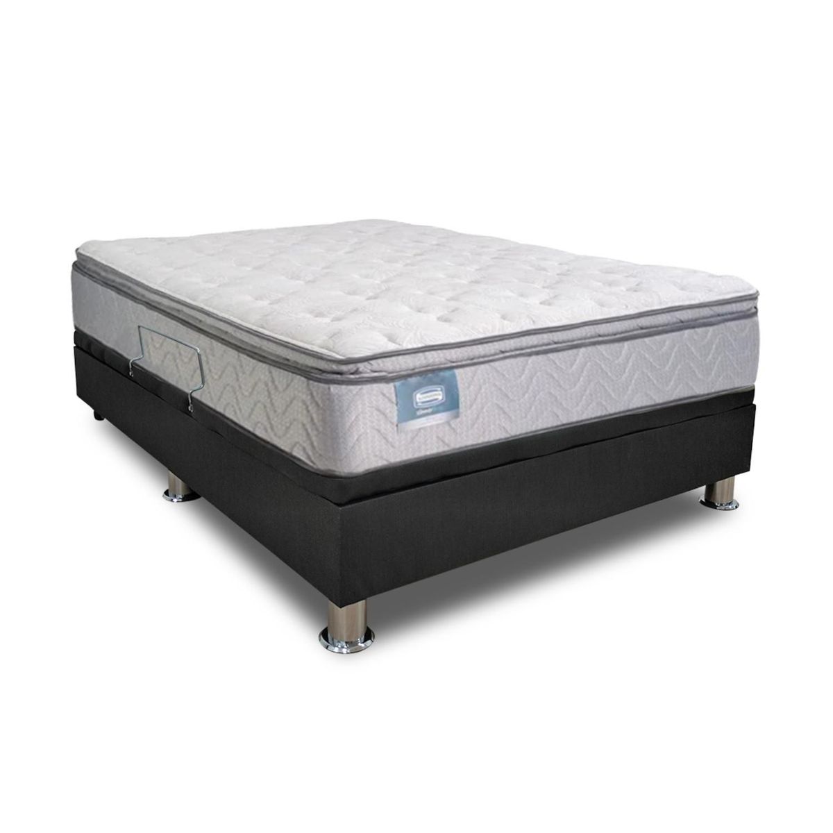 BEAUTYREST SIMMONS - Cama Boxet Practibox Erica Luxury 1.5 Plz Gris + 1 Almohada + 1 Protector