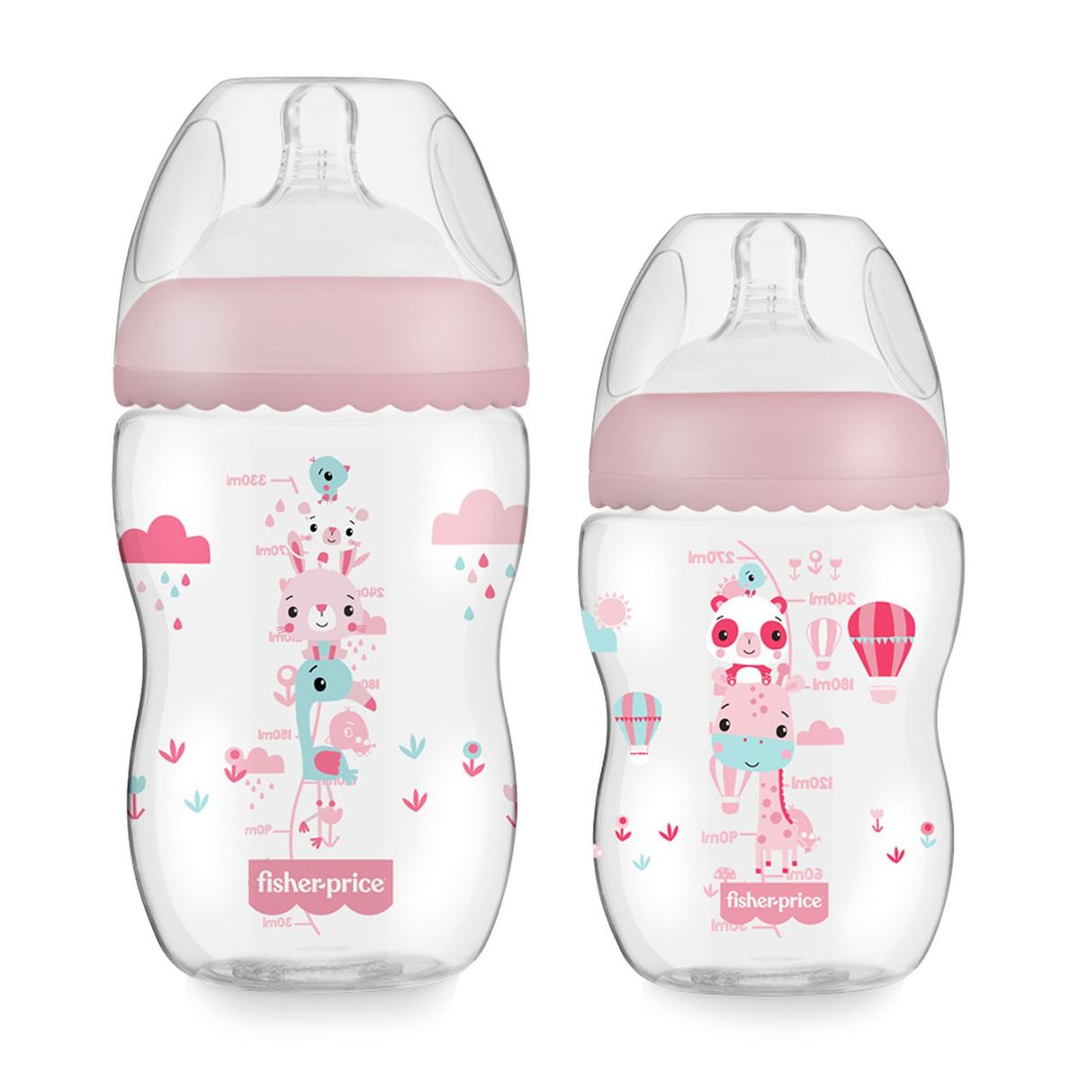 FISHER PRICE - Pack Biberón 330ml + 270ml First Moments Rosa
