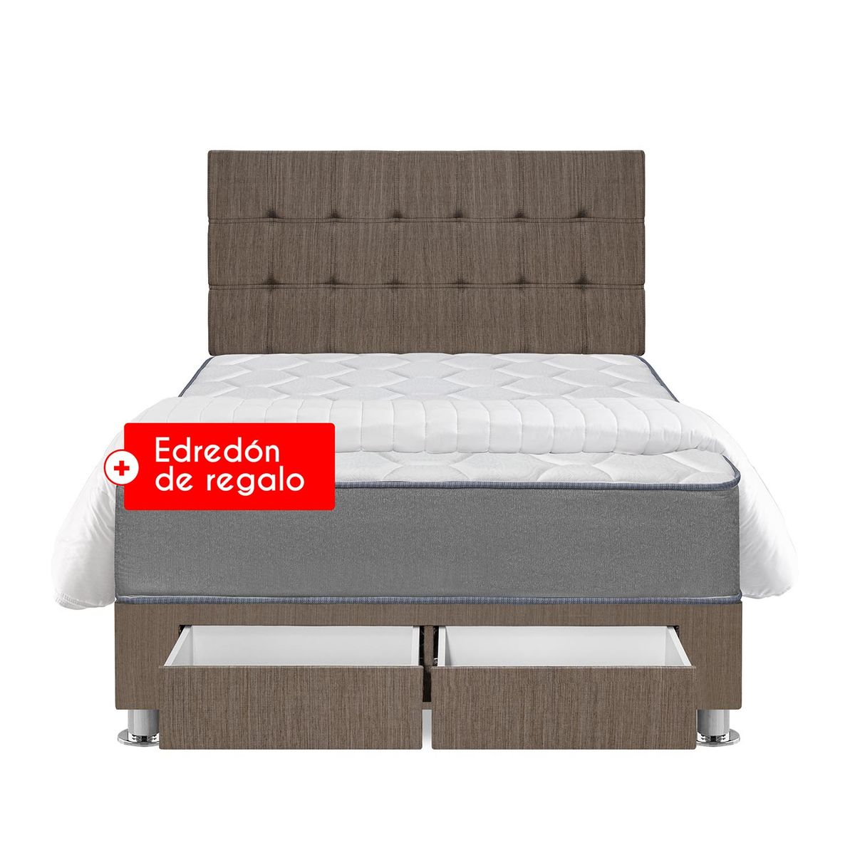 FORLI - Dormitorio Con Cajones Polaris Marrón 2 Plz + Edredón