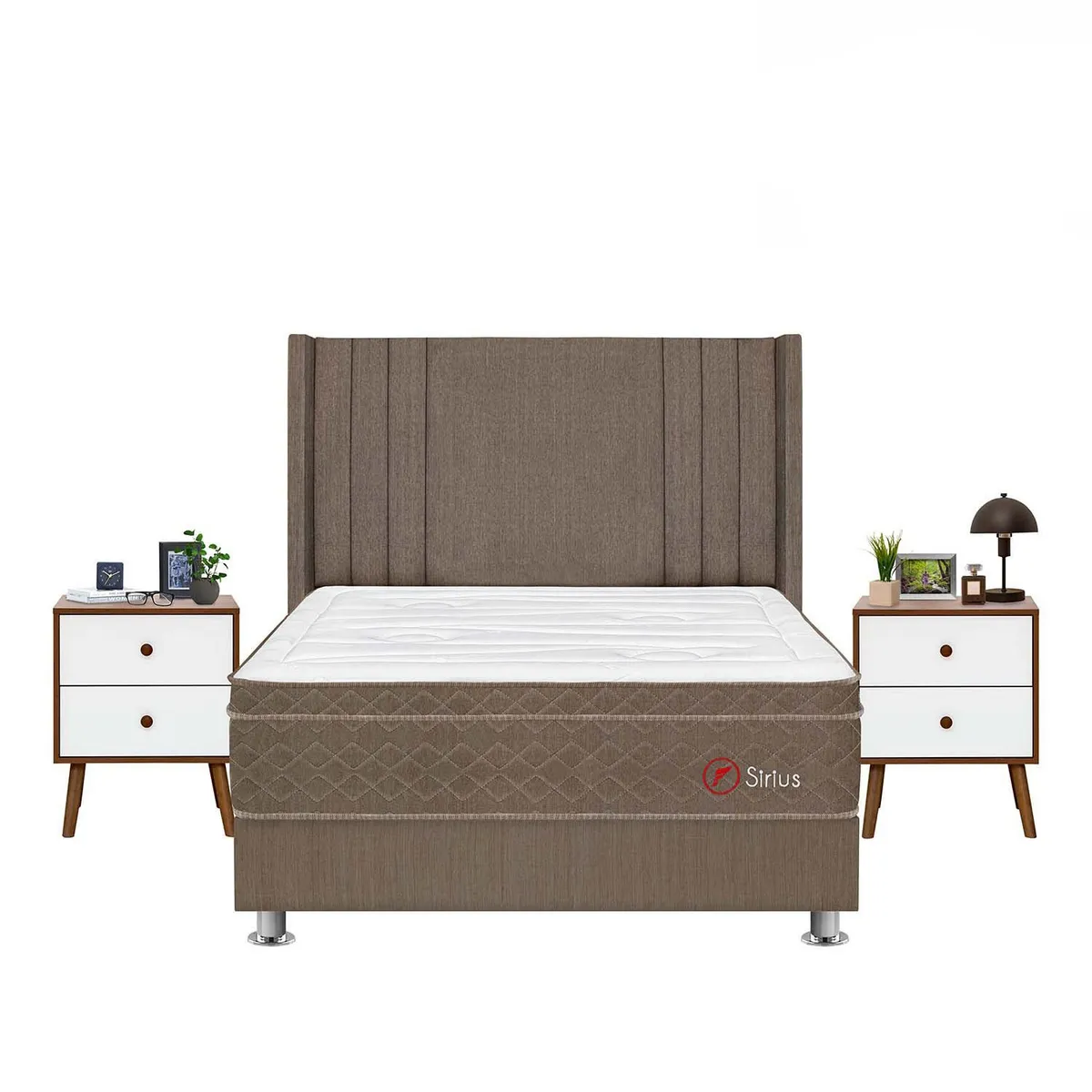 FORLI - Dormitorio Sirius Marrón 2 Plz + 2 Veladores