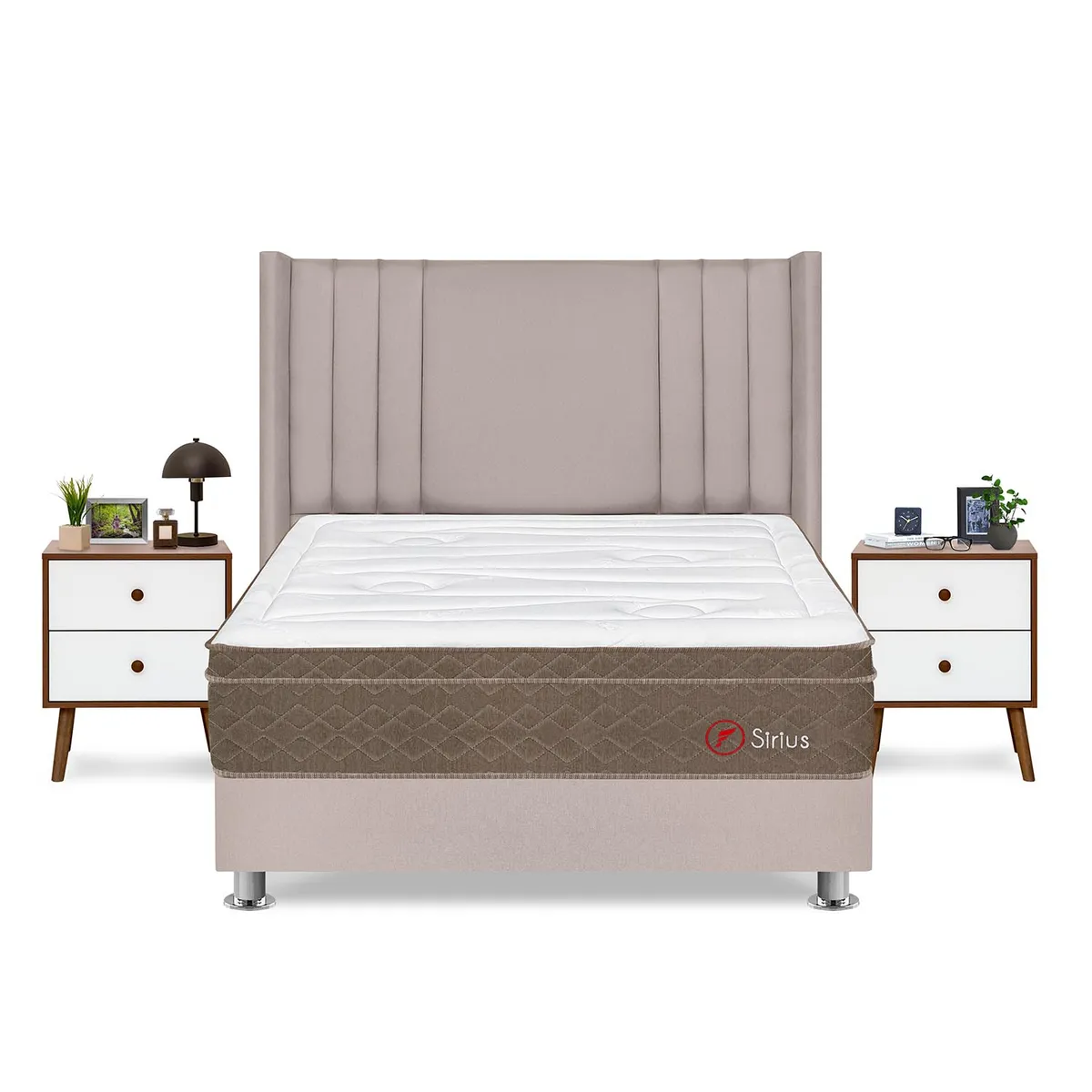 FORLI - Dormitorio Sirius Beige Queen + 2 Veladores