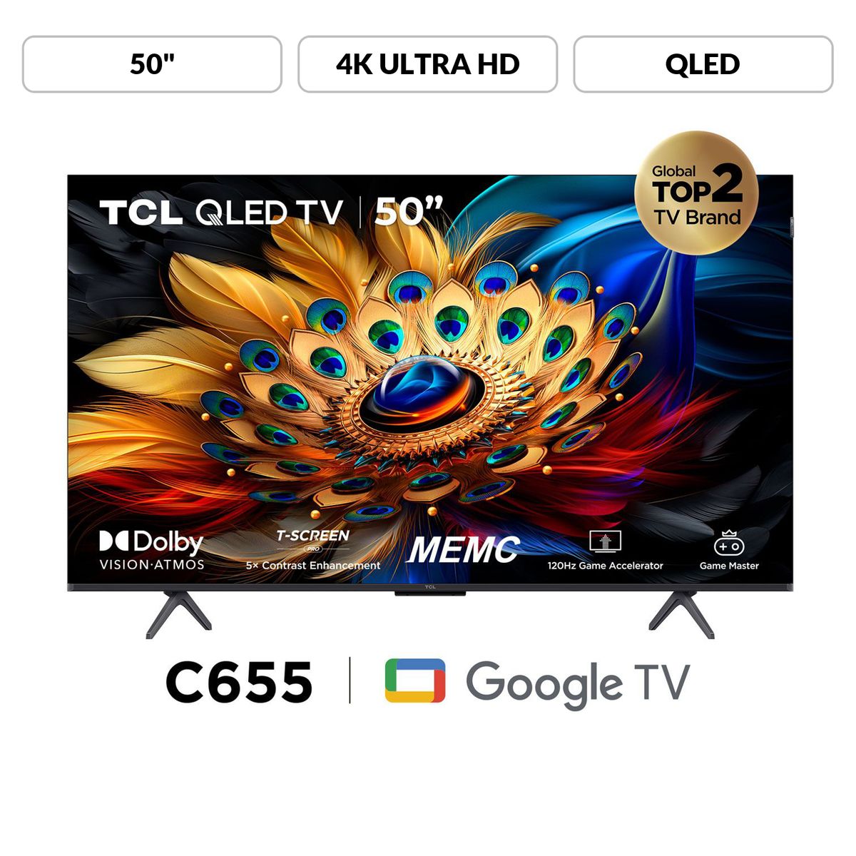 TCL - Televisor Tcl 50" Google Tv 50c655 Qled 4k Ultra Hd Smart Tv