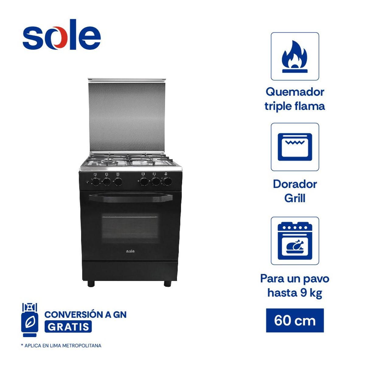 SOLE - Cocina de Pie Bahamas GLP 60cm 4 Hornillas