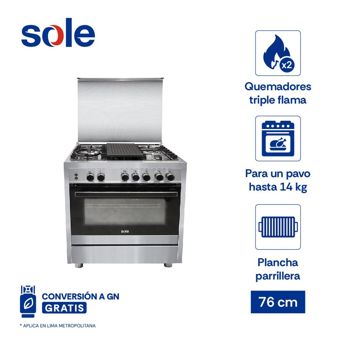 SOLE - Cocina De Pie Sole Bali Glp 76 Cm 5 Hornillas