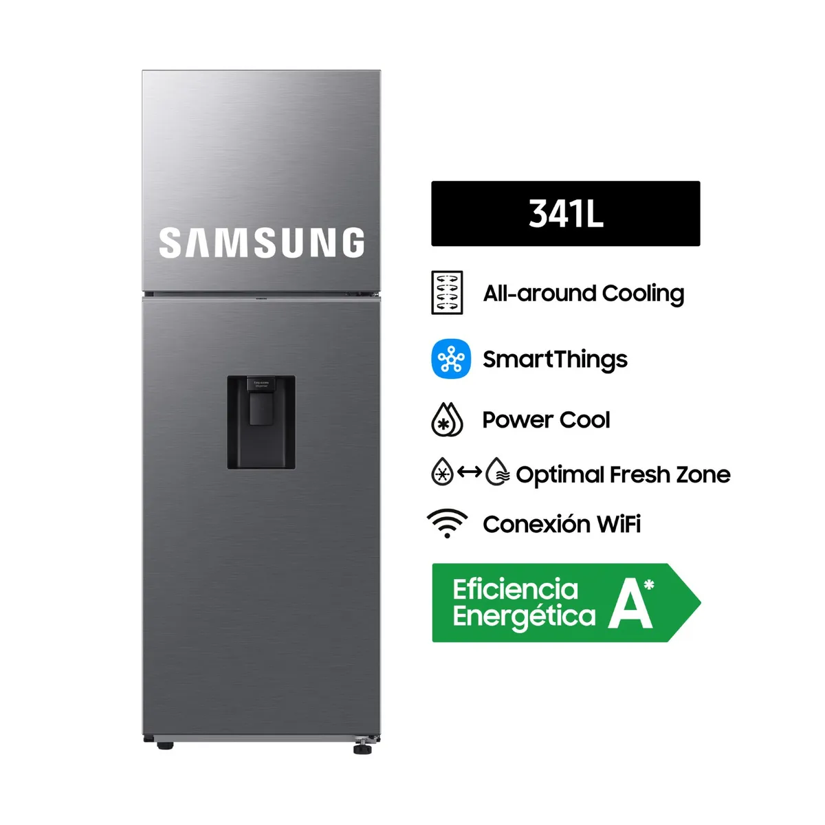 SAMSUNG - Refrigeradora Samsung  341Lt Silver Top Mount