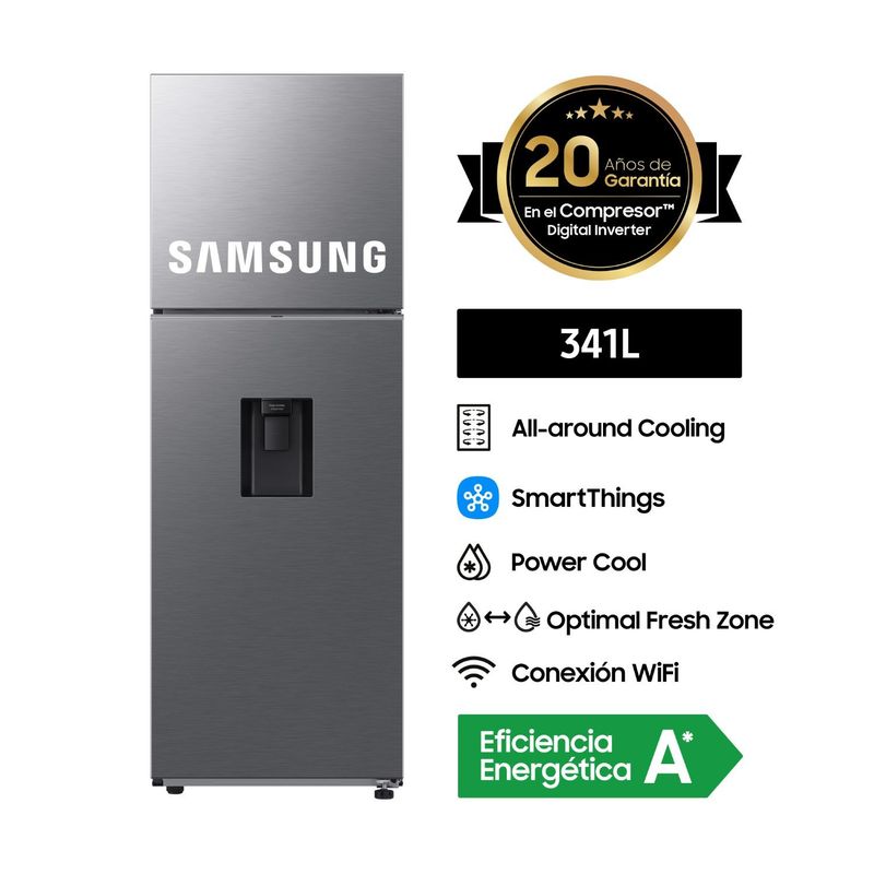 SAMSUNG - Refrigeradora Samsung  341Lt Silver Top Mount