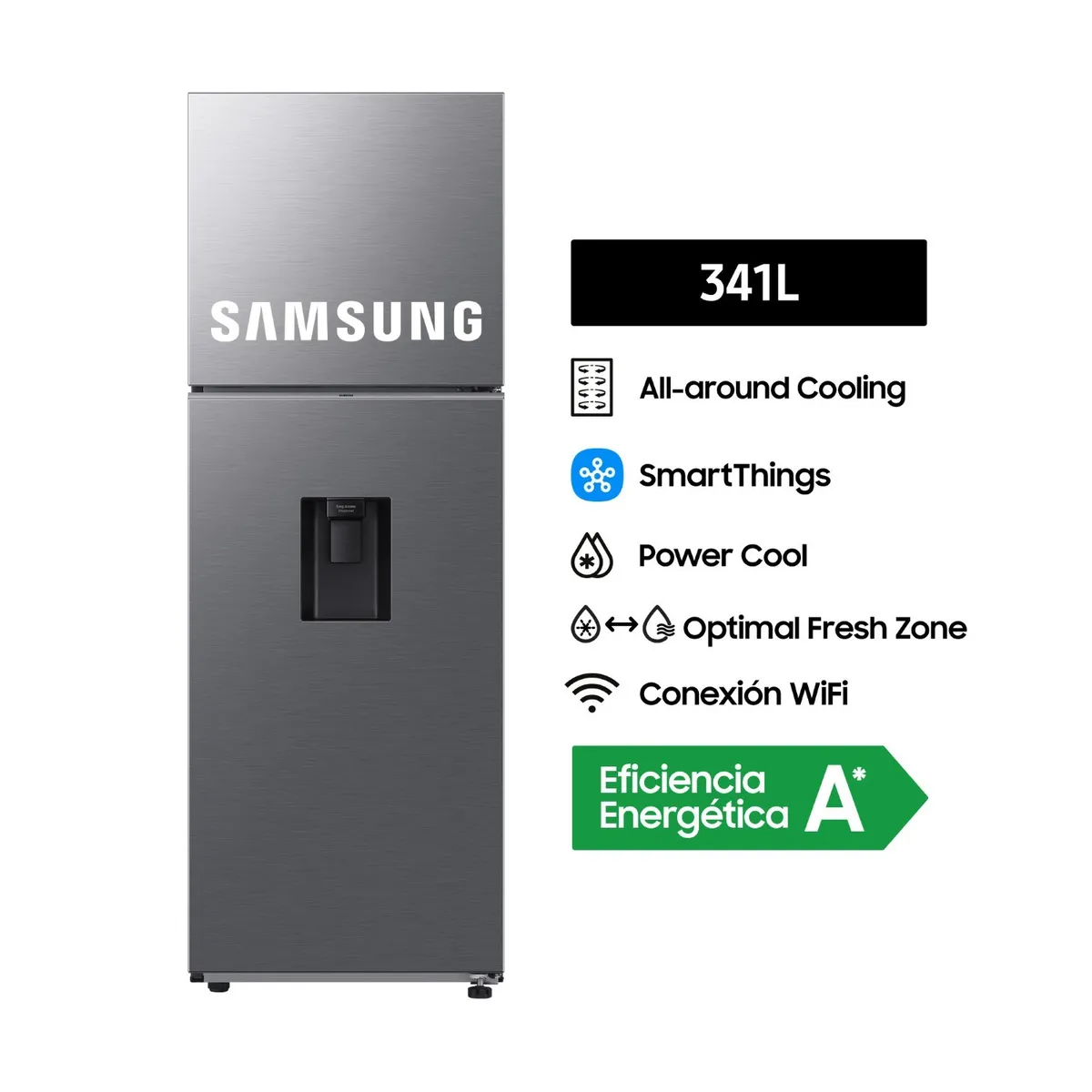 SAMSUNG - Refrigeradora Samsung  341Lt Silver Top Mount RT35DG5720S9PE