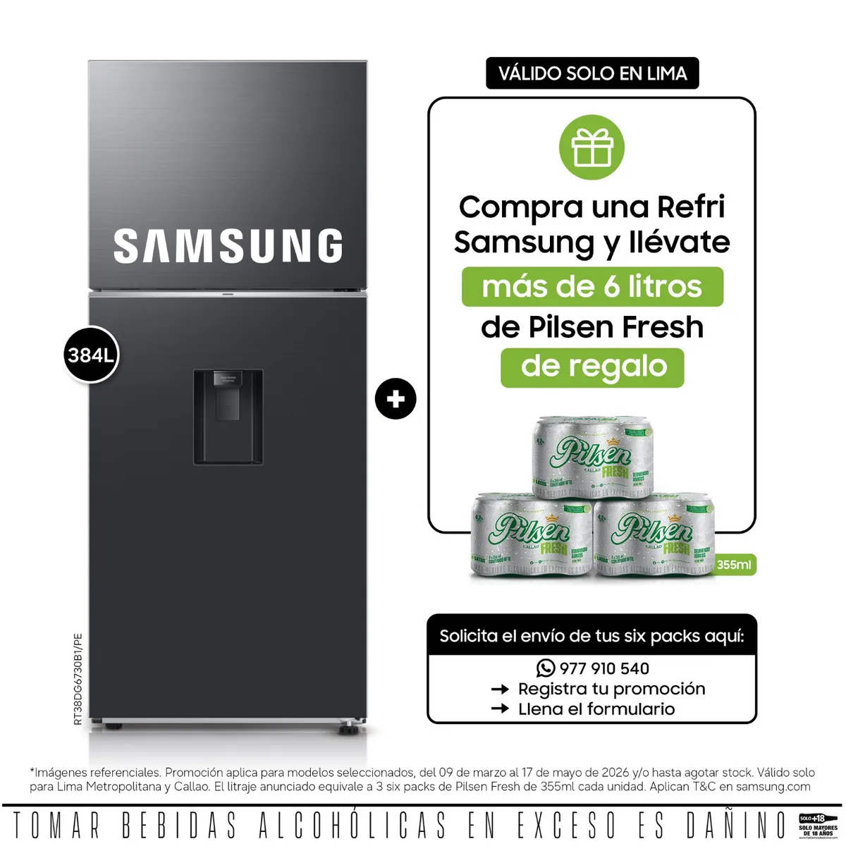 SAMSUNG - Refrigeradora Samsung 384L No Frost Negro