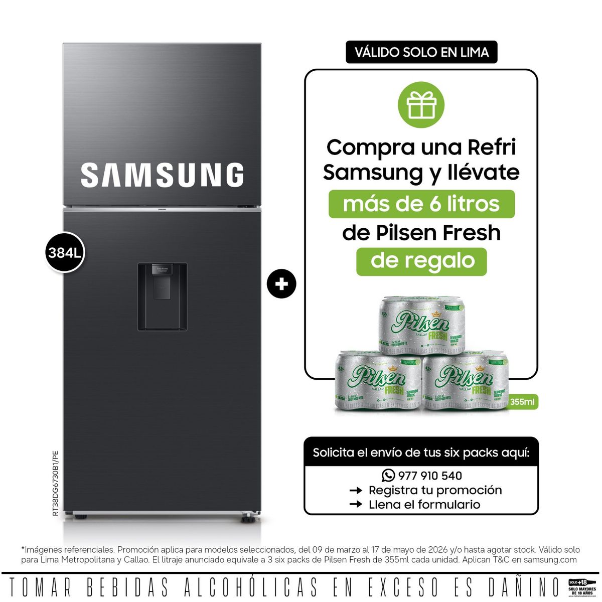 SAMSUNG - Refrigeradora Samsung 384L No Frost Negro