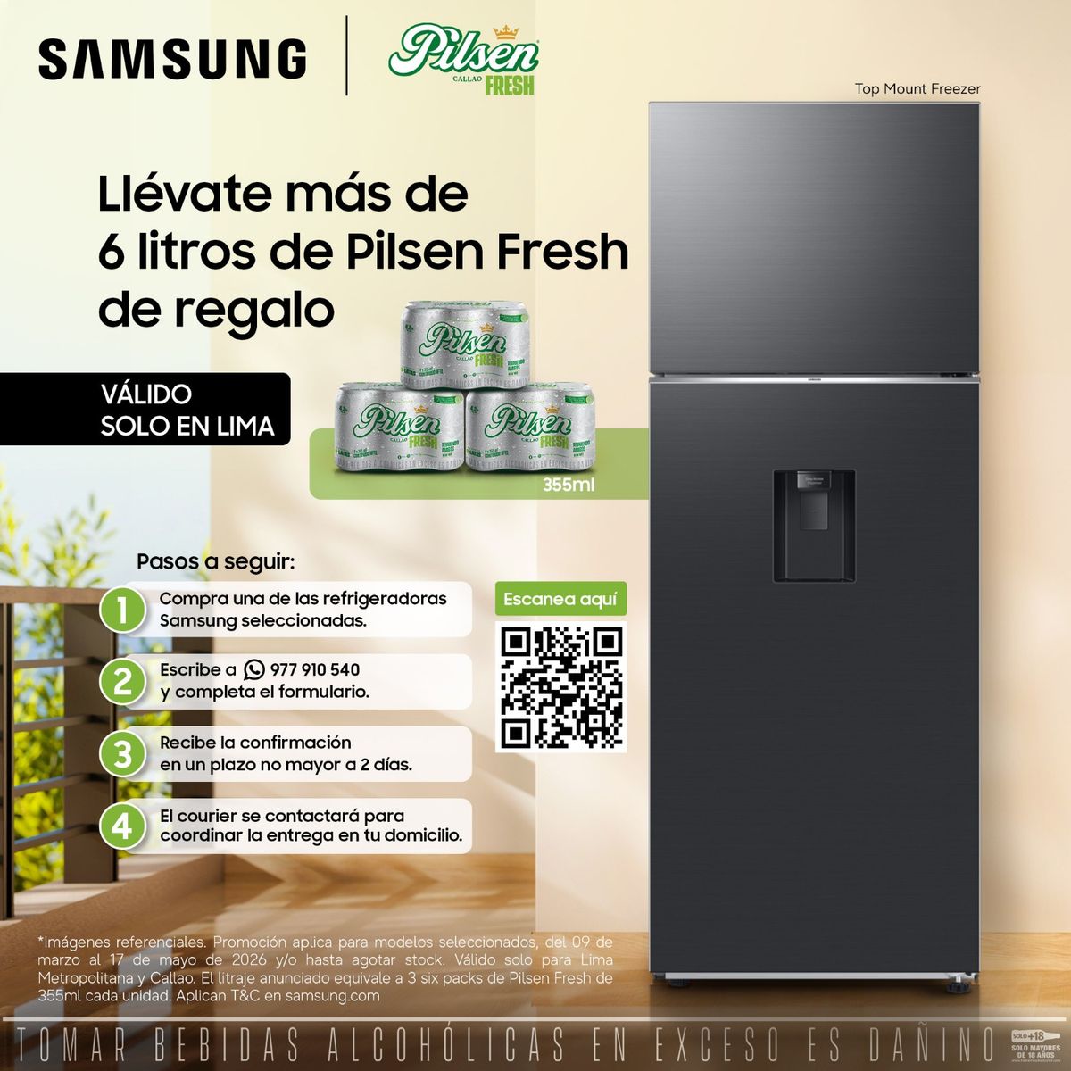 SAMSUNG - Refrigeradora Samsung Top Mount 517Lt RT53DG6750B1PE Negro