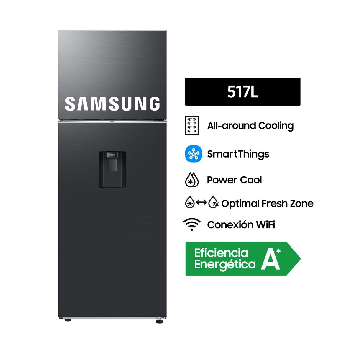 SAMSUNG - Refrigeradora Samsung Top Mount 517Lt RT53DG6750B1PE Negro