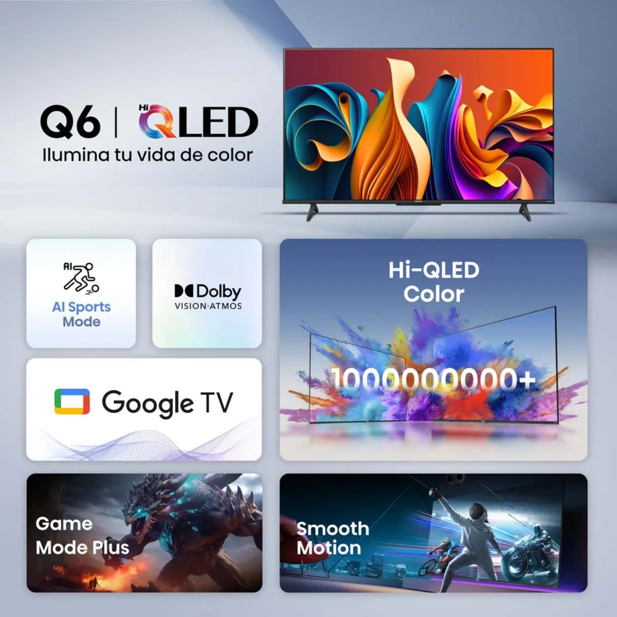 Hisense - Televisor Hisense 50" Hi-Qled 4K 50Q6N Google Tv Smart Tv
