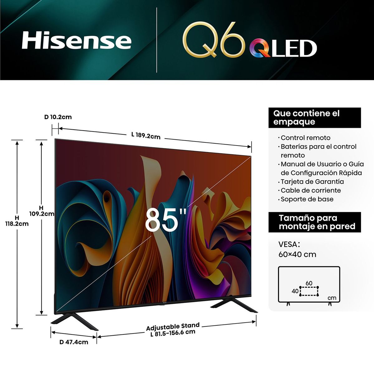 HISENSE - Televisor Hisense Qled 85 85q6n 4k Google Tv