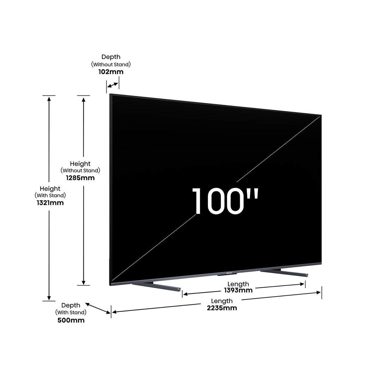 HISENSE - Televisor Hisense Qled 100" Google Tv 100U7N 4K UHD