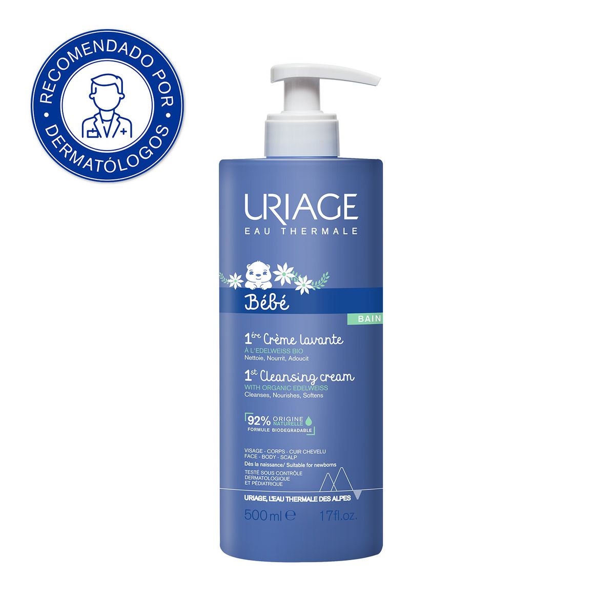 URIAGE - Uriage Bebé 1era Crema Lavante 500ml - Cuidado 2 En 1: Elimina Impurezas Y Nutre La Piel