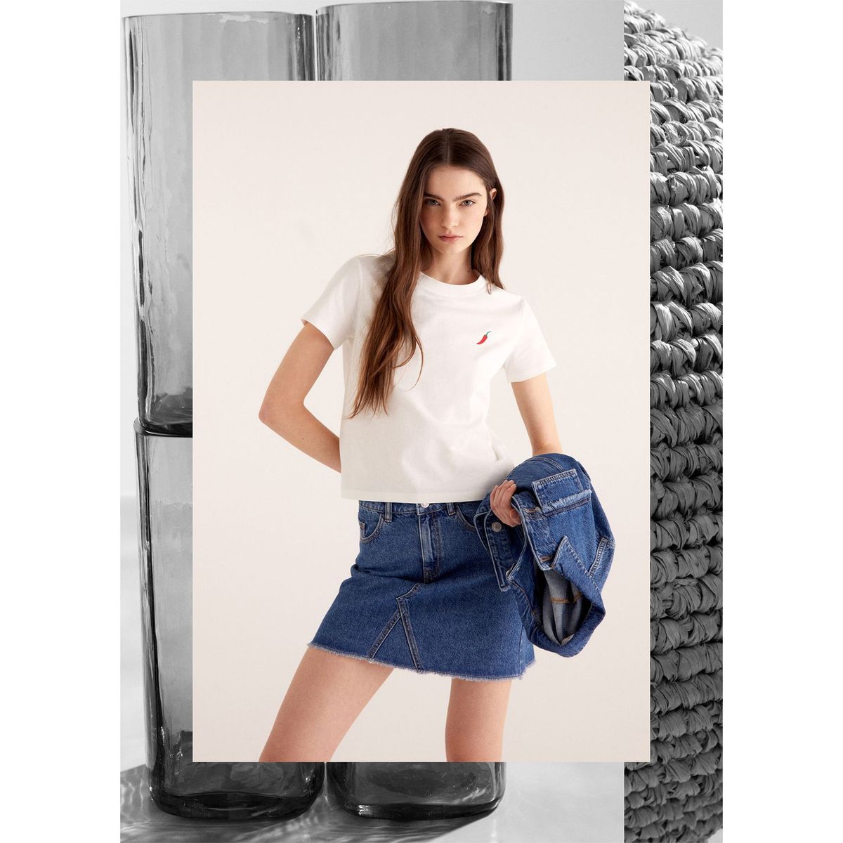 MANGO TEEN - Falda 100% Algodón Mujer Mango Teen