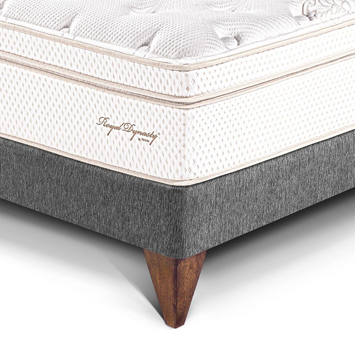 PARAISO - Dormitorio Europeo Royal Dynasty Gold King + 2 Veladores + 2 Almohadas Viscoelásticas + Protector