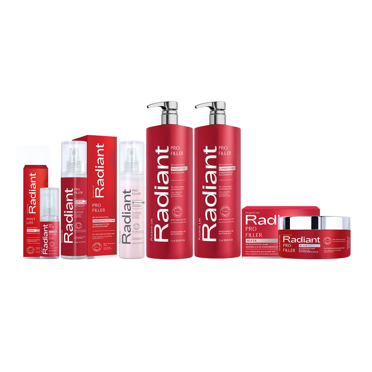 RADIANT - Set de Tratamiento Para Cabello Dañado Pro Filler 1 Litro Radiant Professional