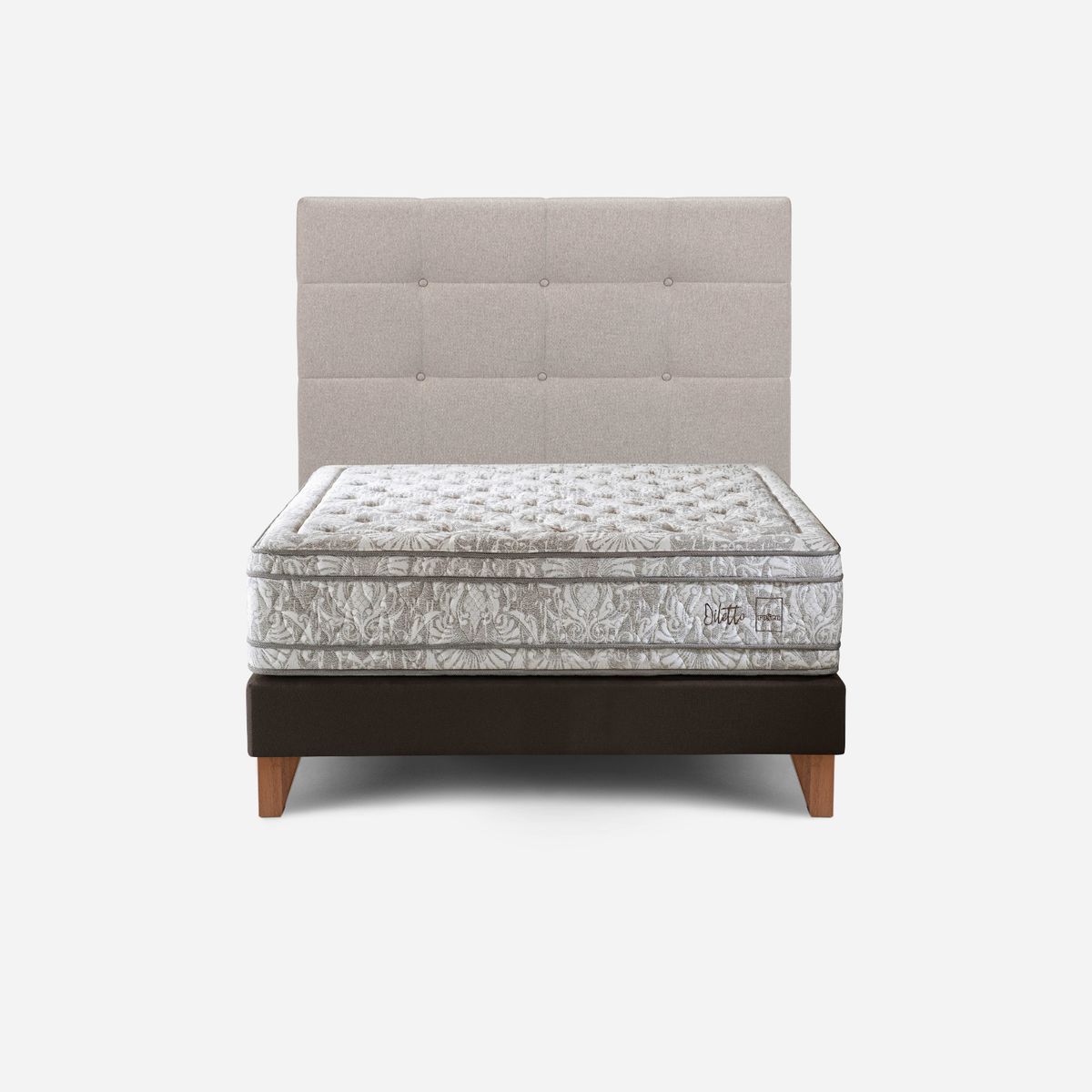 ROSEN - Dormitorio Box Spring Diletto Issey Niebla 1.5 Plz