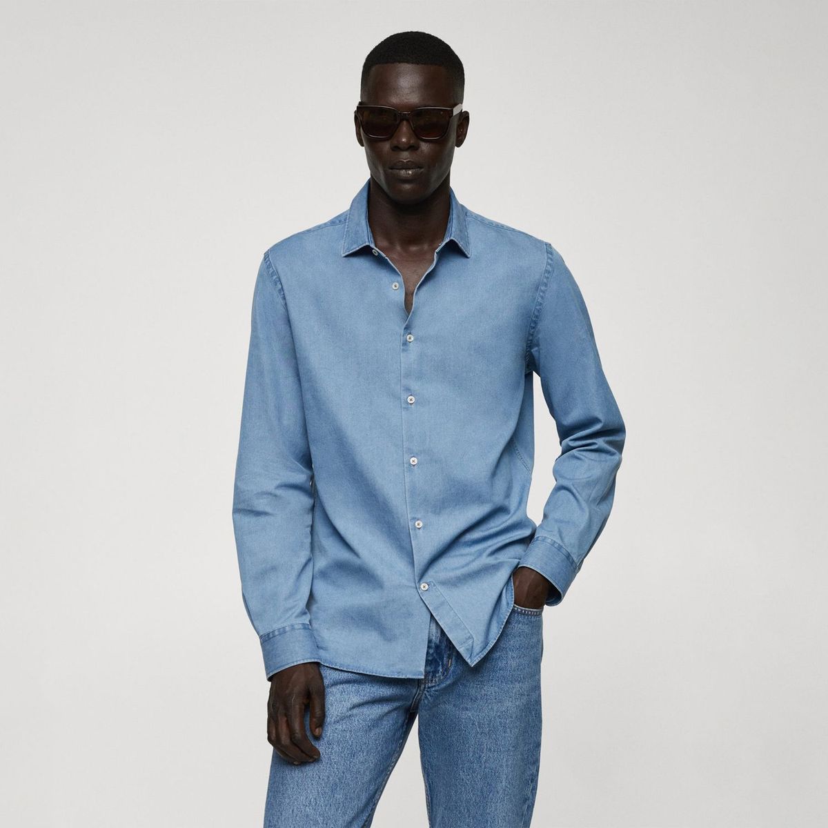 MANGO - Camisa 100% Algodón Hombre Mango